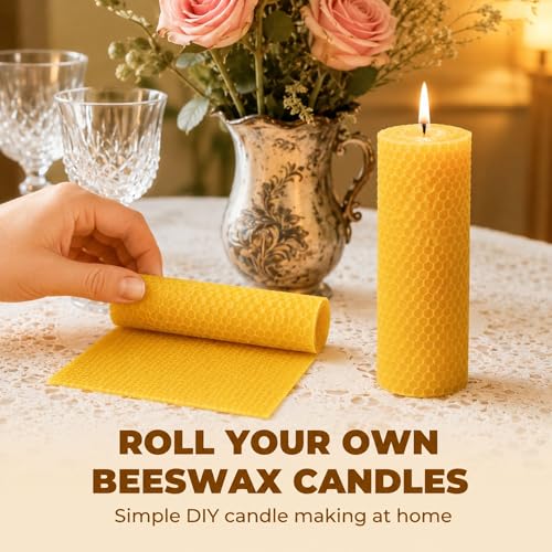 QalryXen 30Pcs Beeswax Sheets, Premium Natural Foundation for Beekeeping & Candle Making, Easy to Use Beehive Wax Sheets for Honeycomb Frames, DIY Craft Supplies, 7.7x16.3 Inch