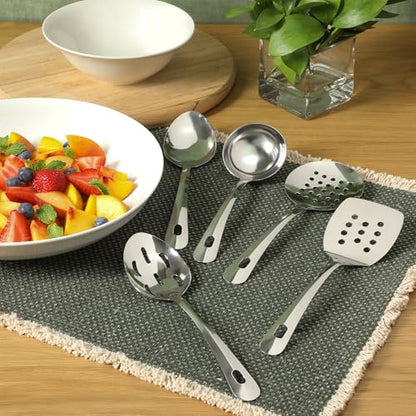 Gibson Home Landsworth 5-Piece Stainless Steel Serving Utensil Set – Ladle, Slotted Spoon, Skimmer, Turner, Spoon - size: Serveware Set (5pcs)