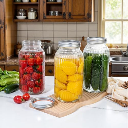 WELLIFE 64oz Mason Jars, 6 Pack Large Mason Jars Wide Mouth for Pickling, Canning, Fermenting and Food Storage, Microwave & Dishwasher Safe - color: Clear Sunflower Mason Jars 64oz-6Pcs