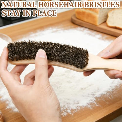Cleaning Bread Brush for Bread Proofing Baskets/Countertops/Wood Pulp Banneton/Proofing Cloth | Natural Horsehair and Wooden Handle Bread Cleaning Brush | Essential Sourdough Cleaning Supplies