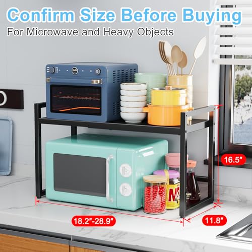 Expandable Metal Storage Shelves, 110LBS Heavy Duty Shelving Units and Storage for Pots Pans Small Appliances, Adjustable Metal Storage Shelf Organizer Rack for Kitchen Cabinets Closet Pantry Garage - size: 1 Tier：11.8"D x 28.9"W x 16.3"H