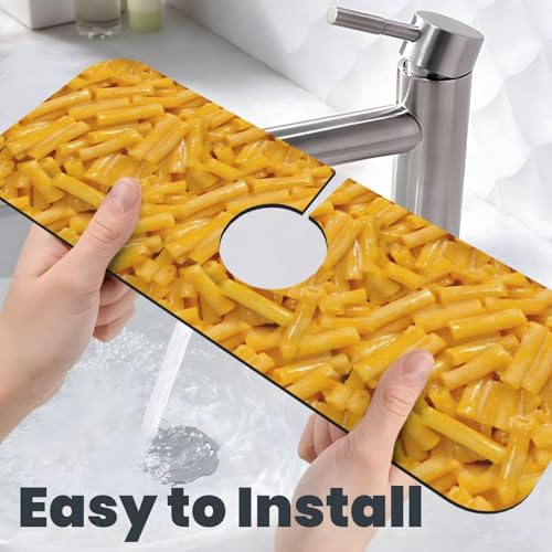 Cheese And Macaroni Faucet Mat For Kitchen Sink, Absorbent Countertop Protector, Quick Dry Sink Splash Guard Pad, Waterproof Draining Mat 15" X 5.5" - color: Style 9
