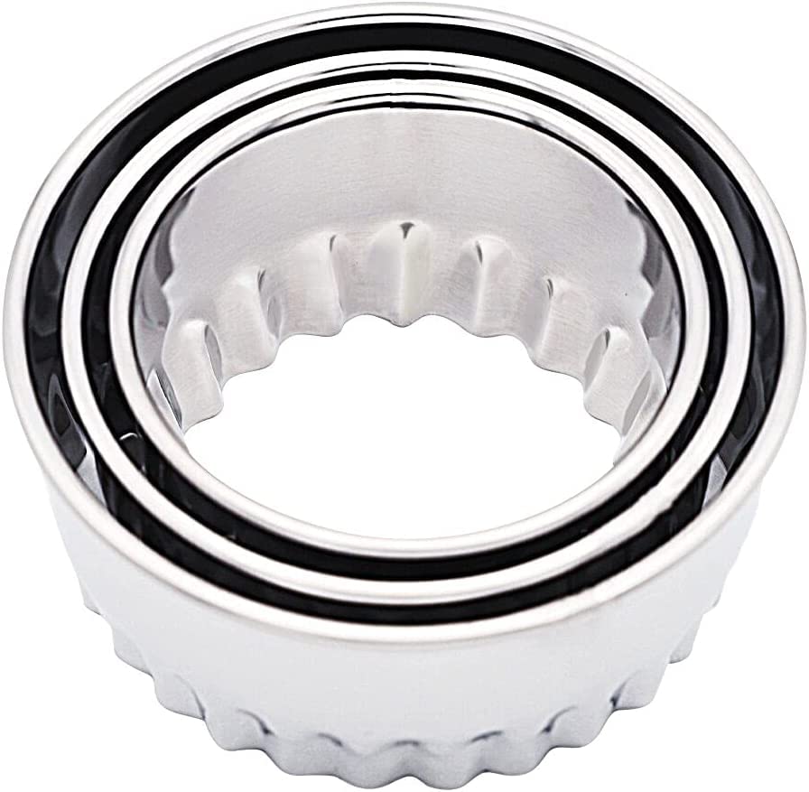 Biscuit Cutters, Round Cookie Cutters/Stainless Steel Dumpling Cutters/Cake Pastry Cutters/Scone Cutters Molds stamps for Cooking Baking (3Pcs, Fluted Edge) - size: 3Pcs, Fluted Edge