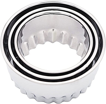 Biscuit Cutters, Round Cookie Cutters/Stainless Steel Dumpling Cutters/Cake Pastry Cutters/Scone Cutters Molds stamps for Cooking Baking (3Pcs, Fluted Edge) - size: 3Pcs, Fluted Edge