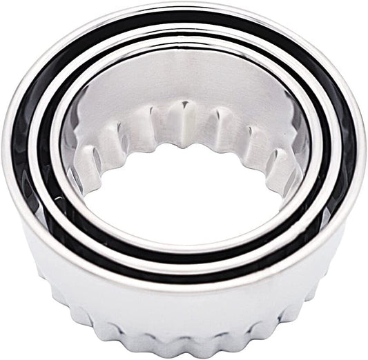 Biscuit Cutters, Round Cookie Cutters/Stainless Steel Dumpling Cutters/Cake Pastry Cutters/Scone Cutters Molds stamps for Cooking Baking (3Pcs, Fluted Edge) - size: 3Pcs, Fluted Edge