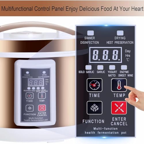 Black Garlic Fermenter (6/7.5L), Layered Design + Stainless Steel Shelf, Fast Fermentation for 7 Days + Scheduled Drying + Memory Shut Off for Yogurt, Na