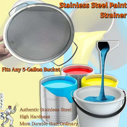 Fine Mesh Paint Strainer, 60-Mesh Stainless Steel Filter with Honeycomb Design, Compatible with 5-Gallon Buckets – Efficient Emulsion and Paint Filtration Tool （3-PK）