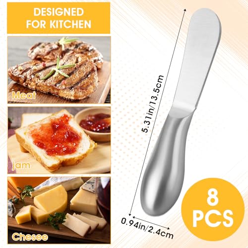 WLLHYF 8 Pcs Cheese Spreader Knives, Mini Cheese and Butter Spreader Knife Set Stainless Steel Sandwich Cream Cake Butter Knives for Christmas Thanksgiving Day