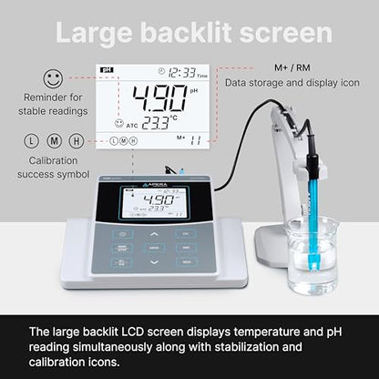 Apera Instruments AI521 PH800 Laboratory Benchtop pH Meter Kit, 0.01 pH Accuracy, GLP Data Management (USB output), BNC connector