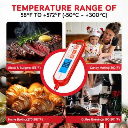 Digital Instant Read Meat Thermometer Kitchen Cooking Food Candy Thermometer for Oil Deep Fry BBQ Grill Smoker Thermometer by AikTryee - color: White-SR807