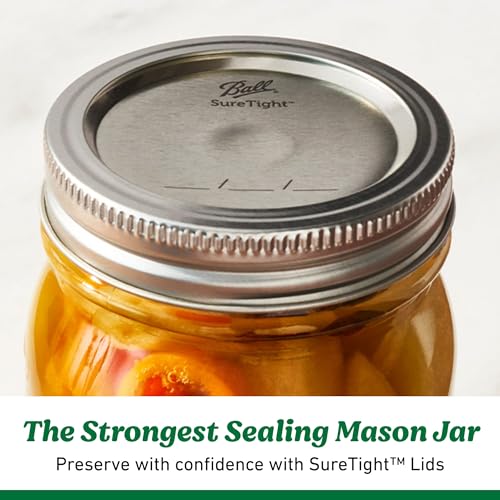 Ball Regular Mouth Pint 16oz. Glass Mason Jar with Lids and Bands, 8 Count - size: 16oz (8-Pack)