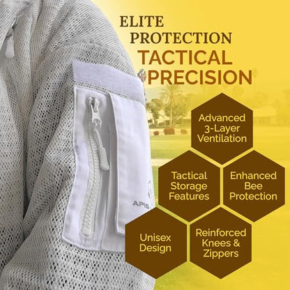 Pro Full-Length Beekeeper Suit for Men & Women, Ventilated Cotton Mesh, Protective Bee Keeper Suits for Hive Inspections - size: 3XL-Tall