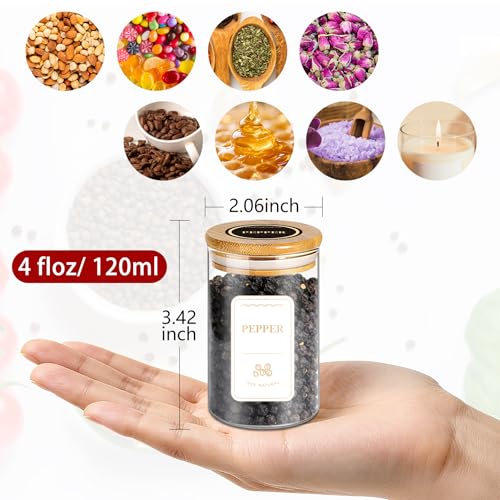 BGraceyy Spice Jars with Labels, 35 Pcs 4 oz Glass Spice Jars with Bamboo Lids, Minimalist Stackable Airtight Spice Containers with 426 labels for Home Kitchen, Pantry, Spice Cabinet, Drawer, Rack - size: 4 oz 35 pcs
