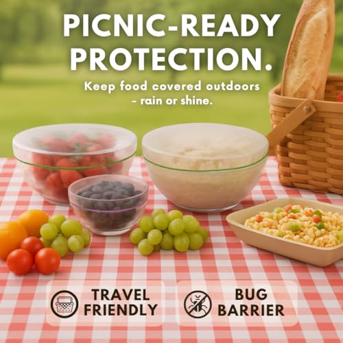 Plastic Bowl Covers, Elastic Reusable Food Covers for Bread Proofing, Storage & Outdoor Use – 50 Pack, Stretch Fit, 3 Sizes - size: 50 Pack, 3 Sizes