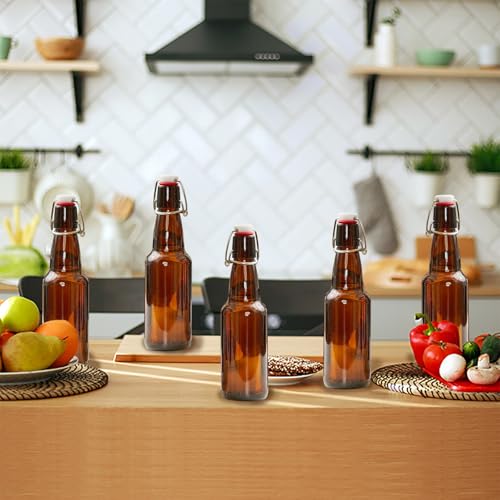 12oz Amber glass bottle with Airtight Stopper Lids (10 Pack) -Swing Top Glass Bottles-Flip Top Brewing Bottle for Fermentation, Kombucha, Mead, Vinegar, Beer, Kefir, Wine,Soda,whisky - size: 12oz