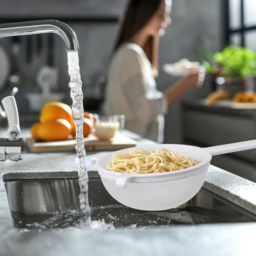 HIC Kitchen Double-Ear Fine Mesh Strainer, BPA-Free, 7-Inch, For Sifting Baking Ingredients, Straining, And Draining Soups, Stocks, And Sauces - color: Double-Ear Fine Mesh White, size: 7-Inch
