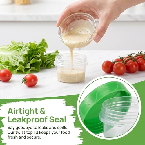 EONJOE 2oz Airtight Small Plastic Food Storage Containers with Lids, 12pcs | Dishwasher safe ,BPA free,Reusable,Round jars ,Perfect for salad dressing sauce condiments lunch to go - size: 2oz