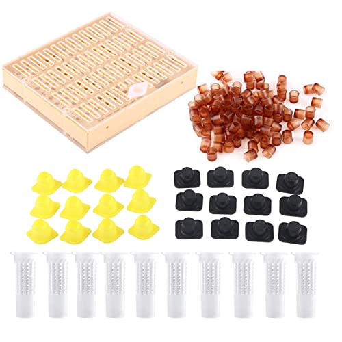 Beekeeping Queen Rearing nicot queen breeding cups Grafting Kit Queen Rearing Box Cage Beekeeping Tools Cell Bar Blocks and 110 Cell Cups for Apiculture