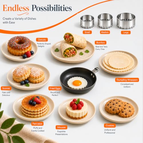 Biscuit Cutters, Round Cookie Cutters/Stainless Steel Dumpling Cutters/Cake Pastry Cutters/Scone Cutters Molds stamps for Cooking Baking (3Pcs, Fluted Edge) - size: 3Pcs, Fluted Edge