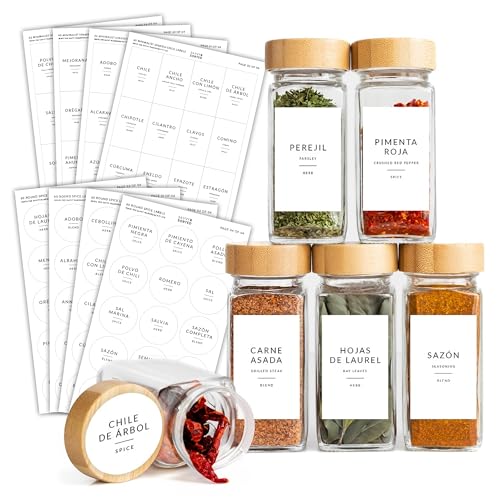 127 Spanish Spice Labels Stickers Preprinted Waterproof, Spice Jar Labels Written in Spanish, Round & Rectangle Seasoning Label for Jars, Pantry Organization, Etiquetas de Especias en Español - style: Spanish Spice Labels