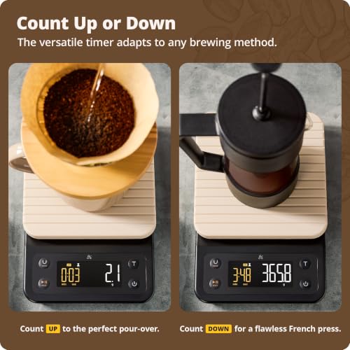 Greater Goods Coffee Scale with Timer, 0.1g Precision Digital Espresso & Pour Over Scale for Chemex, V60, Drip & Matcha Weighing, Waterproof Silicone Cover, 6.6lb Barista Brew Capacity (Birch White) - color: Birch