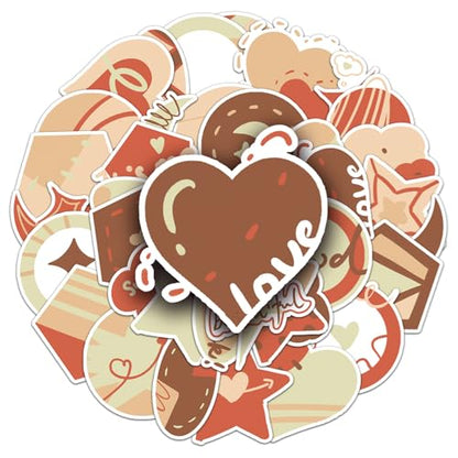 50PCS Loving Heart Graffiti Aesthetics Stickers Waterproof Vinyl Aesthetic Luggage Bicycle Refrigerator Cup Luggage Computer Mobile Phone Children and Teenagers Party Rewards(Colourful-2) - color: Colourful-2