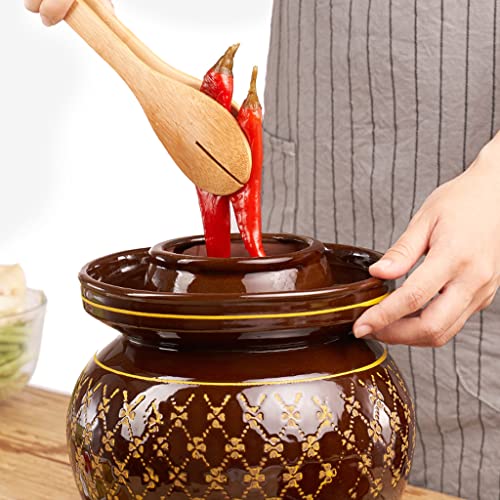 ZHOUXIAO Pickle Jar Ceramic Jar with Lid,Traditional Chinese Fermentation Kit Crock with Water Seal Airlock Lid, Fermentation Jar for Kimchi,Sauerkraut,Kombucha Jar 7KG
