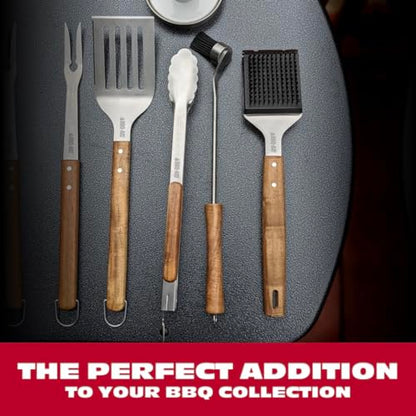 BBQ-AID Silicone Basting Brush for Grilling - Premium Acacia Wood Sauce Brush for BBQ & Smoking - Heat Resistant Marinade & Meat Brush - Dishwasher Safe Cooking Brush - Perfect For Fathers Day Gift
