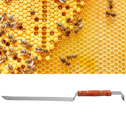 Multifunctional Stainless Steel Honey Cutter Knife Scraper Beekeeping Tool with Wood Handle for Honey Harvesting Extracting Bee Keeping , Honey Uncapping Knife , Honey Cutter Honey Knife Honey Cutt