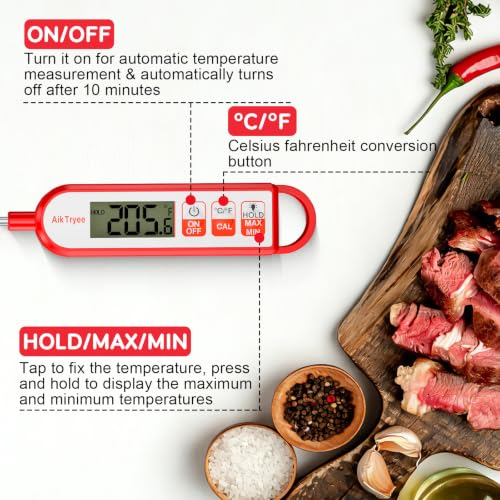 Digital Instant Read Meat Thermometer Kitchen Cooking Food Candy Thermometer for Oil Deep Fry BBQ Grill Smoker Thermometer by AikTryee - color: White-SR807