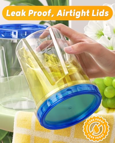 BiuLeon 6 Pack-34 oz Freezer Storage Containers, Plastic Food Storage Containers with Twist Top Lids, BPA Free and Reusable Soup Containers with Lids, Leakproof/Microwave/Dishwasher Safe - color: 6Pack-34oz
