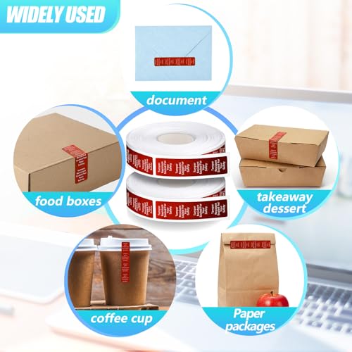 Outus 1000 Pcs Tamper Evident Labels Rolls Adhesive Safety Stickers 0.75 x 3.5'' Tamper Evident Tape for Security Food Delivery Bag Closure Container Box Jar Mailing Packaging Sealing (Red) - color: Red