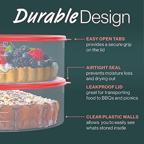 HOUZZKINGZ USA Pie Carrier Cake Storage Container with Lid | 10.5" Large Round Plastic Cupcake Cheesecake Muffin Flan Cookie Airtight Tortilla Holder | Pie Keeper Transport Container - size: 1 Pack