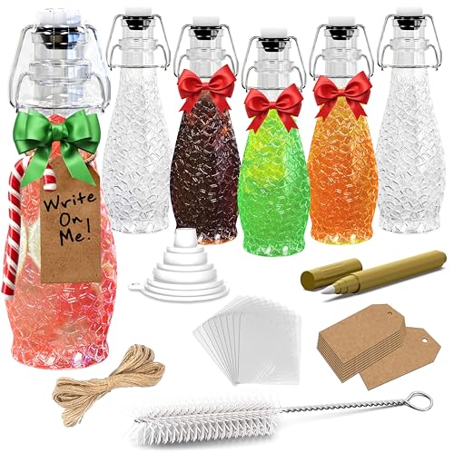 Nevlers 8.5 Oz Textured Swing Top Glass Bottles with Airtight Lid 6 Pack | Clear Teardrop Flip Top Glass Bottle with Stopper Set | Decorative Homemade Vanilla Extract Bottles for Projects & Gifting - style: Textured - 6 Pack