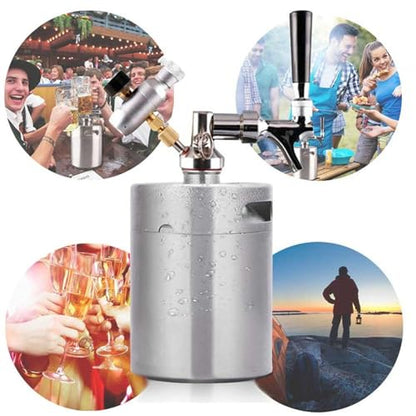 Mini Keg Growler Keg Kit System with Mini Keg Regulator to Carbonate Draft Beer and Keep Beer Fresh for Homebrew Craft and Draft Beer(3.6L) - size: 3.6L
