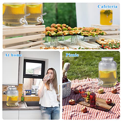 Berglander Glass Drink Dispenser for Fridge, 1 Gallon Beverage Dispenser with Leakproof Stainless Steel Spigot, Water, Laundry Detergent, Juice Dispenser for BBQ, Picnic, Parties and Events (Clear) - color: 1. Clear