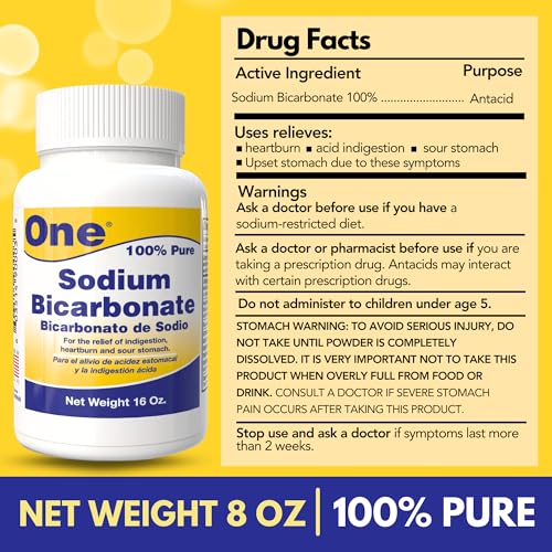 Arymar Pure Sodium Bicarbonate 16oz - Natural Antacid Powder for Digestive Comfort, Baking, and Cleaning