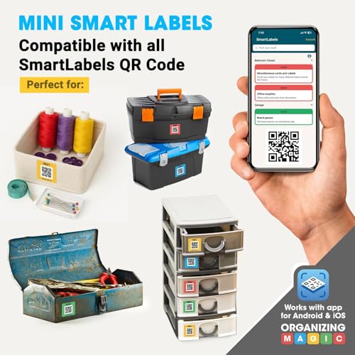 SmartLabels Small QR Code Stickers | Mini 1.5-Inch Labels with AI Photo Analysis App | Auto-Create Item Descriptions | No Typing | US-Made | Storage, Inventory Tracking, Organization & Moving, 48-Pack - style: Mini