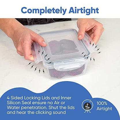 Chef's Path 32 Piece Airtight Food Storage Containers with Easy Snap Lids, 16 Containers and Lids, Stackable Kitchen and Pantry Canisters for Meal Prep and Food Storage - Transparent - color: Pack of 16
