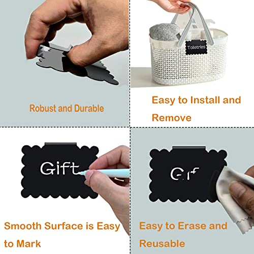 20 Reusable Basket Labels with Clip-On Design, Perfect for Kitchen and Closet Organization, Includes 2 White Chalk Markers - style: Flower 20