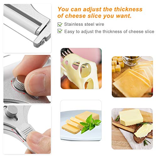 2 Pcs Stainless Steel Cheese Slicer with Wire & Cheese Cutter Plane | Cheese Slicer Set for Soft, Semi-hard, Hard Cheeses Kitchen Tool