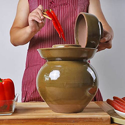 Large Traditional Chinese Porcelain Pickle Jar, Natural Ceramic Fermentation Crock Pickling Pot,Fermenting Jar with Water Seal Airlock Lid Stoneware Fermenter for Ki 6.5KG - size: 6.5KG