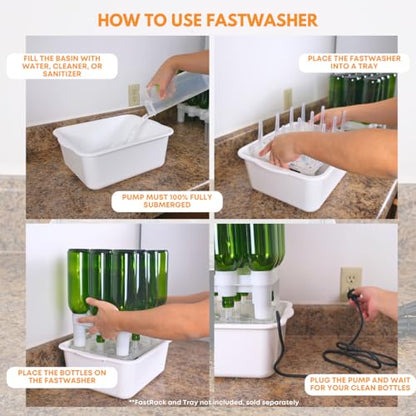 FastWasher24 Beer Bottle Washer and Wine Bottle Cleaner | Bottles & Racks NOT Included |General Purpose Bottle Rinser, Bottle Cleaner and Bottle Sanitizer System | Easy to Assemble - size: 24 Bottle Rack