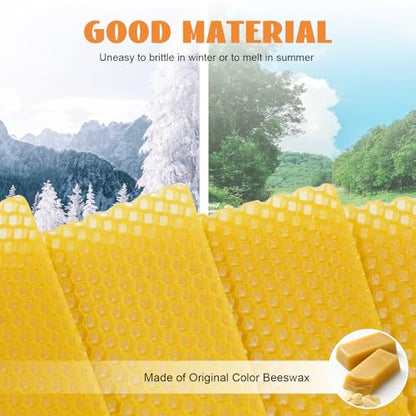 30 Pack Beeswax Hive Foundations 19.5x41.5cm, Natural Beekeeping Foundation Sheets with Deep Cells, High Purity Beeswax for Langstroth Hive Frames, Bee Supplies for Honey Production DIY Candle Making