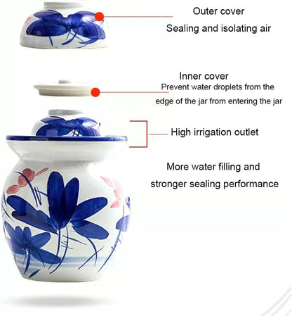 Porcelain Pickle Jar, Ceramics Fermentation Crock Pickling Pot,Fermenting Jar with Water Seal Airlock Lid(C,4kg) - color: C, size: 4kg
