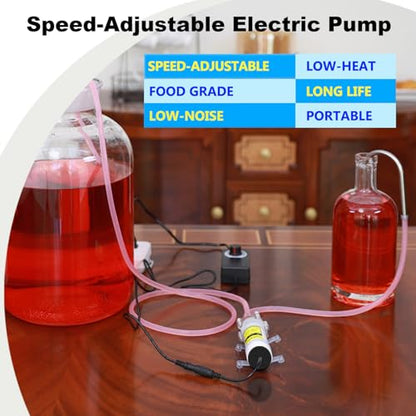 Electric Water Transfer Pump 110V Speed Adjustable for Ice Maker,Coffee Machine,Water Cooling,Food Grade Auto Siphon Self Priming Diaphragm Pumps for Bottling Wine,Beer and Beverages,2L/Min,Low Noise - color: Black-with Speed Adjustable