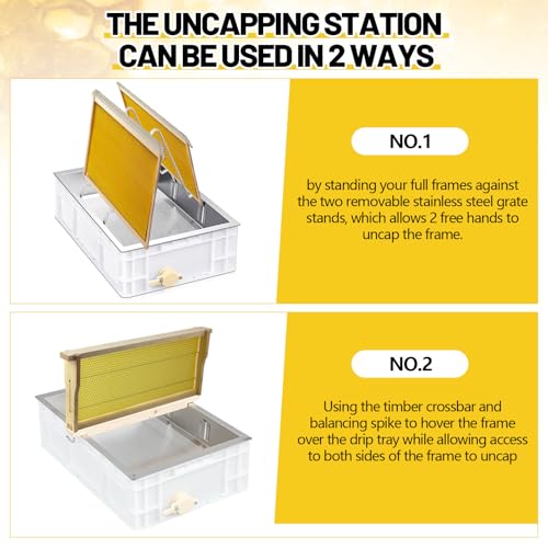 Zonon Beekeeping Uncapping Station for Honey Harvesting, Extractor, Strainer and Plastic Honey Cutting Deep Tray Shallow Tray Storage Box Set (Single Layer, Stainless Steel, Plastic) - style: Single Layer, Stainless Steel