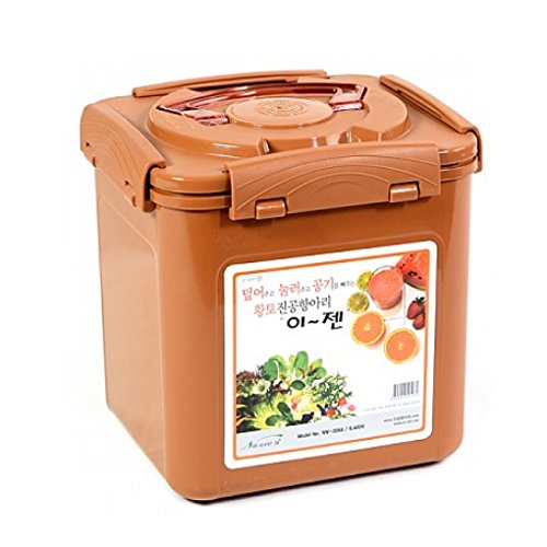 e-jen Premium Kimchi, Sauerkraut Container Probiotic Fermentation with Inner Vacuum Lid (Earthenware Brown, 1.6 gal/ 6.4L) - color: Earthenware Brown, size: 1.6 gal