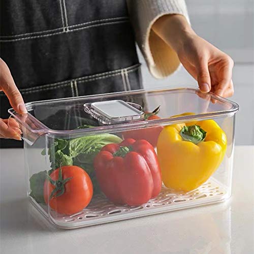 SANNO Vegetable Fruit Containers Fridge Containers,Freezer Produce Saver Refrigerator Organizer Bins with Vented Lids And Drain Tray For Pantry Fridge Freezer Cabinet Kitchen Organization - size: 12.4” x 6.4”x 5.7"