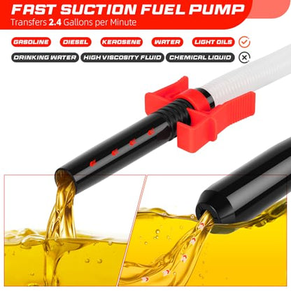 Portable Transfer Pump Battery Operated Electric Siphon Pump for Gas, Fuel, Diesel, Water Transfer 2.4 GPM Flow Oil Extractor, 47" Hose-Easy to Use Hand Fuel Pump, Multi-Use Siphon Transfer Pump(Red) - color: 1 Pack Red